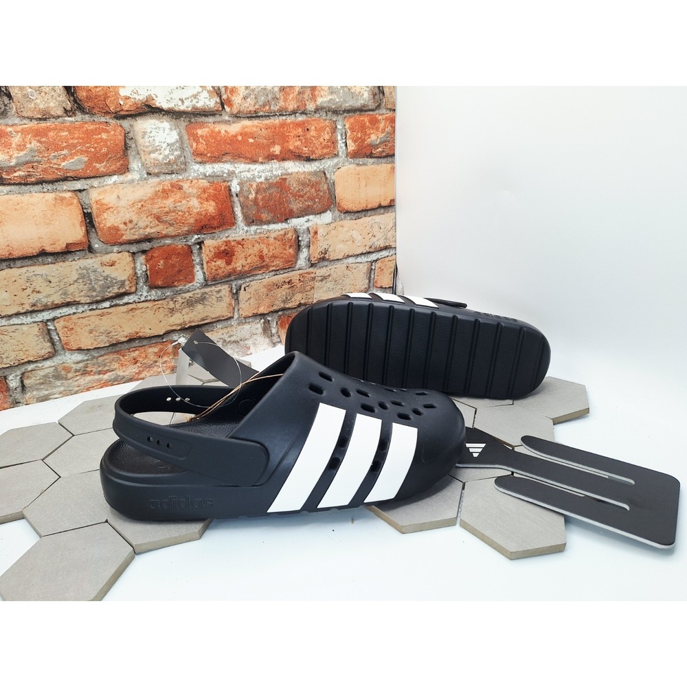 Adidas Adilette Clog 2.0 Black White Men Sz 10 / Womens 11 Cloudfoam Mule JQ8058 - Picture 4 of 14